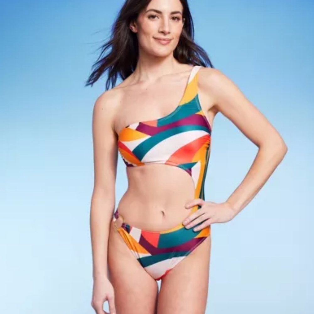 Shade & Shore Women's One Shoulder Cut Out One Piece Swimsuit / S (4-6).